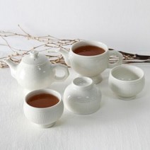 백자 실용적인 3인 굽 다기세트