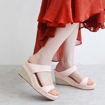 7.5cm 웨지 스트랩 뮬 여성 슬리퍼 통굽 샌들