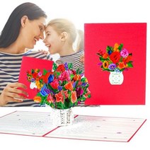 팝업 꽃 카드 3D 꽃다발 인사말 생일 기념일 어머니의 날 결혼 선물, roses_CHINA