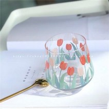 뉴트로 감성 빈티지 튤립 유리컵 390ml 홈카페, 옵션 3 : 튤립300ML