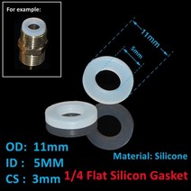 1/5/10 PCS 화이트 블랙 1/2 3/4 1 고무 링 실리콘 PTFE 플랫 가스켓 씰링 O 형 부식 오일 씰 와셔, 1PCS, 1l4 Flat Silicon