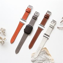 리리클 애플 워치 가죽 스트랩 7 se 6 5 4 3 호환 (9018225), 17.바레니아_골드브라운(화이트실)