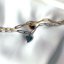 뉴블링 써지컬스틸 볼륨 하트 체인 팔찌