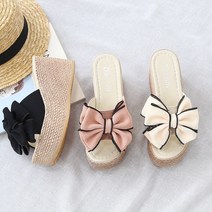 헬로슈즈 hs-1968 빅리본슬리퍼 웨지슬리퍼(9cm 6cm)2타임