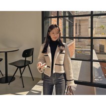 라누벤 스웨이드 양털 크롭 무스탕 자켓