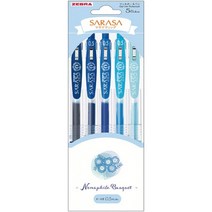 얼룩말 젤 볼펜 사라사 클립 0.5mm 플라워 부케 네모필라 5색 세트 JJ15-NP-5C : Office Products