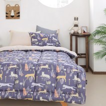 [파르페 바이 알레르망] [파르페by알레르망] 사파리 40수 순면 차렵이불세트 S (네이비, 상세 설명 참조