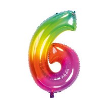 하늘풍선파티 레인보우 숫자은박풍선0~9 42인치 대형, 레인보우 6