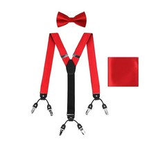 이포인트 Epoint 남성용 멜빵 65cm 넥 사이즈 클립온 조절 가능한 탄성 밴드 가족 셔츠 멜빵 나비넥타이 손수건 세트 미드나이트 Bluec.b.aa.f.004 One_Si