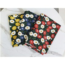 혜인천 대폭 11수 면마린넨 동백꽃 나염원단 color 3종 [레드 블루 옐로우], 레드