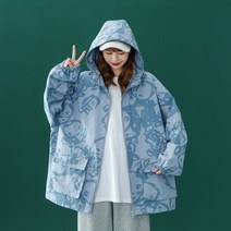 가을 캐릭터 애니메이션 프린팅 청춘 루즈핏 캐주얼 집업 후드 점퍼 코트 속 커플P
