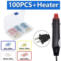 압착기 터미널 300PCS 전기 열 수축 버트 압착 단자 방수 솔더 씰 와이어 케이블 스플 라이스 터미널 키트, 06 100 and Heater(US)