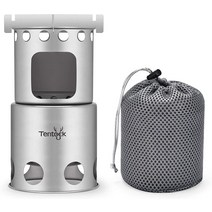 Tentock 휴대용 접이식 스토브 티타늄 숯불 미니화로 1인 캠핑 석쇠 야외 화로대, 기본