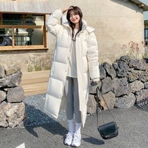 밍모 여성용 롱 다운 재킷 남성공용 두꺼운 커플패딩 다운파카