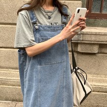 뒷트임 데님원피스 멜빵 청치마 빅사이즈 포켓 봄 여름