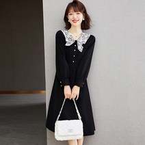 5월결혼식하객룩 상견례옷차림 가을 블랙 레이스 봄 카라 버튼 벨벳 긴팔 롱 루즈핏 데이트