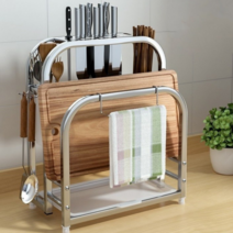 심플리빙 다용도 주방선반 칼꽂이 도마거치대, 1개, 실버색상