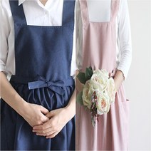 넉넉한 보조 앞치마 2컬러 사각형 어깨끈형 미용 교회 어린이집 홀써빙 신혼 예쁜 귀여운 미용사 뒷면 H라인, 네이비
