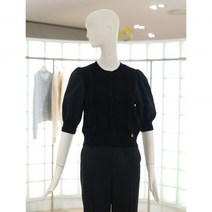 V242KSK933BK1 [ZOOC 쥬크] 퍼프 소매 배색 라운드 니트