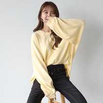 마이너스2인치 여성용 6컬러 루즈핏 데일리 심플 긴팔 맨투맨 티셔츠
