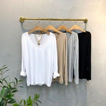 럭키567 / 1+1 레이온 U넥 찰랑찰랑 긴팔티셔츠 5color