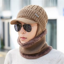 겨울 남자 골프 털 모자 니트 캡 남성 연습복장 귀도리 이어워머 귀마개, 베이지