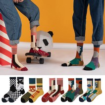 짝짝이 언발란스 양말 기하학 시리즈 스니커즈 패션 컬러 유니크 디자인 코디 삭스 여성 남성 공용