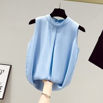 셔링 여자 프릴 민소매 블라우스 여성 주름옷 세미 면접블라우스 주름블라우스 정장 슬리브리스