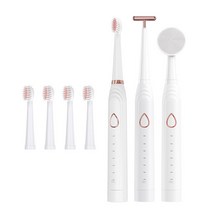 부강샵 진동칫솔 셀프치석제거기 음파 칫솔 전동 페이스 클렌징 리프팅 3 IN 1 치과 치아 미백 구강 케어, 01 WHITE