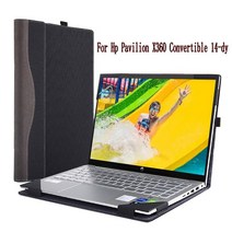 Hp Pavilion X360 용 노트북 케이스 컨버터블 14 dy 커버 PU 가죽 보호 슬리브 분할 가능 펜 홀더 보호 기능|Laptop Bags & Cases|, 1개, Pavilion X360 14-dy, Wine red