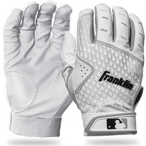 Franklin Sports MLB 배팅 장갑 - 2nd Skinz 성인용 야구 타격용 L 화이트 바이오더, Adult Medium