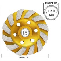 휘니샤 기계 미장 바닥 터보 다이아몬드 그라인딩 컵 휠 대리석 화강암 콘크리트 연마 도구 건식 및 습식 100MM 직송, [01] 1 PC, [01] 100x16mm