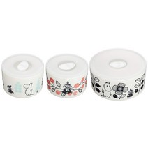 야마카 상점 MOOMIN (무민) [하바리움] 캐니스터 보존 용기 레인지 팩 (대 직경 13cm×1 소 직경 9.5cm×2) 3점 식기 세트 어른 디자인 식기 무민 상품 북유럽 식기 타파 어머니의 날 결혼 축하 여성 일본제 MM1400-82-3