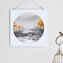 nt832-행잉액자 가을을담은산수화(사각원형) 타입1