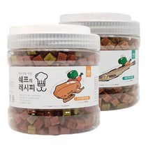 부드럽고 말랑한 강아지 큐브 간식 대용량(800g) 1+1 / 락토바실러스 유산균(루테리)이 함유된 강아지 트릿 간식 대용량, 오리+황태