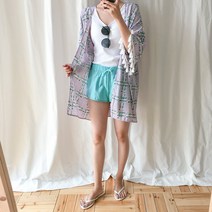 아모르데이 여성용 플라워 수술 쉬폰 로브