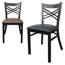 THEJOA 크로스체어 철재 캐빈 식탁의자, 크로스체어-브라운