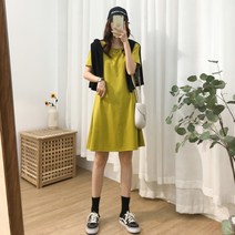 라운드박스티 와이드 루즈핏 솔리드 무지 라운드넥 하프기장 A라인 반팔원피스 여성 여름 슬림핏 심플리티 2226356553