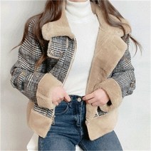 [비위치] 하운드 체크 무스탕 숏자켓