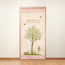 제제데코 현관문시트지 유레이즈미업B, 내츄럴우드패널/베이직+코랄