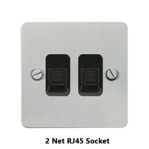 방수콘센트 Avoir 벽 스위치 조명 듀얼 USB 전원 소켓 실버 조각 레버 토글 스테인리스 스틸 패널 EU 프랑스 플러그 콘센트 220V, 18.Dual RJ45 Socket