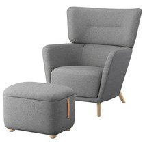 이케아 IKEA OSKARSHAMN 오스카르스함 윙체어 및 풋스툴 - 티블레뷔 베이지/그레이 594.853.35