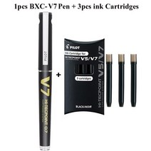 일본 파일럿 리필 가능 카트리지 롤러볼 액체 잉크 젤 펜 BXC V5 V7 하이텍포인트 0.5mm/0.7mm 팁 블루 롤러 볼펜, 14 1 V7 Pen add 3 ink