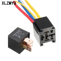 80a DC 12V/24V 4 5 핀 4p 5 p 방수 자동차 릴레이 자동차 릴레이 80A 헤드 라이트 에어컨 릴레이 소켓 포, 01 4P 12V-With Socket