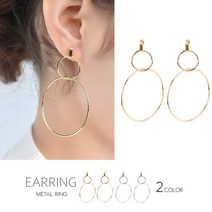 kirakirashop 더블 링 메탈 귀걸이 AEA1566