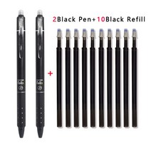 필기도구 펜 볼펜 샤프 만년필 푸시 버튼 지울 수있는 젤 0.5mm 대용량 리필 교체 가능한 막대 빨 손잡이 학, 02 12pcs black set