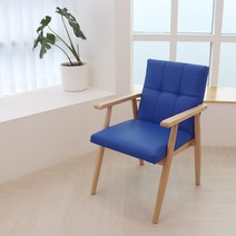 파스텔우드 그린빈 1인소파 원목 카페의자, 블루