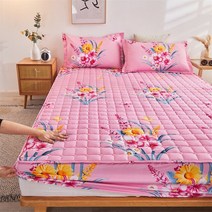라지킹침대 두꺼운 퀼트 장착 침대 시트 퀸 킹 사이즈 미끄럼 방지 방진 커버 1 장, [06] 2pcs 47x74pillowcase, [10] xiangcao