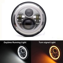 오토바이헤드라이트 오토바이 용 7 인치 헤드 라이트 라운드 DRL 방향 지시등 헤일로 LED 램프 40W 60W 80, 07 40W With halo