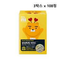 일동제약 비타민C 정 츄어블 천연 자연 유래 아스코르빈산 어린이 성인 키즈 청소년 추천 카카오 캐릭터 정품 대용량 씹어먹는 캔디 레몬맛 개별포장 비타민b6 식약처 식약청 해썹 인증, 3박스, 민쓰네가게 1박스당 108정